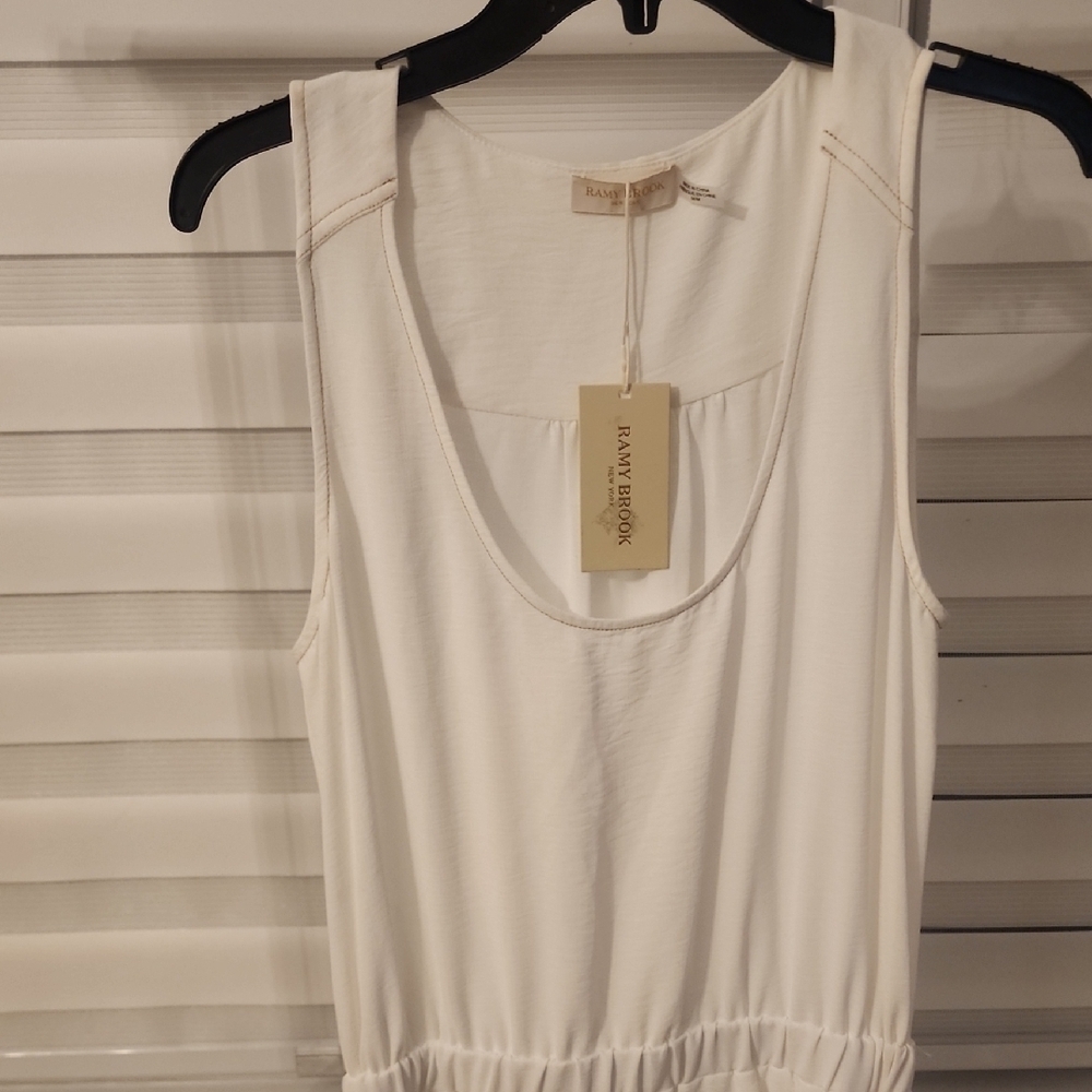 RAMY BROOK Embellished Asymmetrical Hem White Midi Dress Size M - Picture 5 of 7
